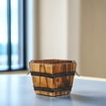 thumbnail image 1 of IDEANATEGRATE 1Set Rustic Small Bucket Wooden Flower Pot with Breathability and Drainage 4.6X4.6X3.1in, 1 of 7