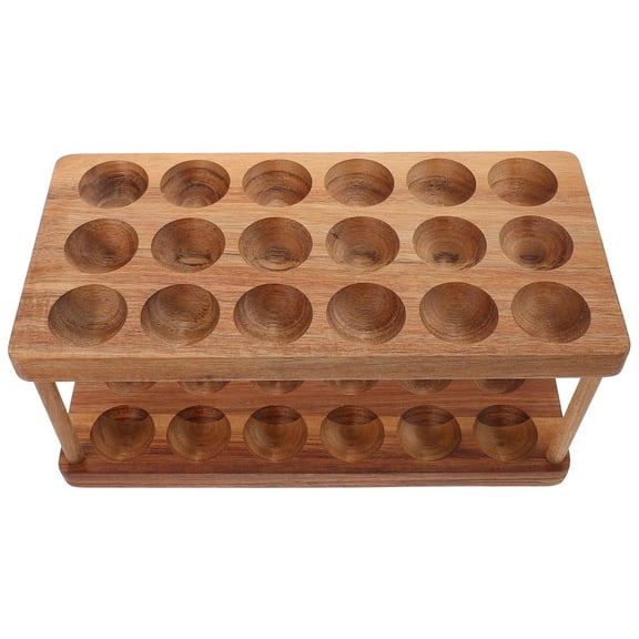 IDEANATEGRATE 1Set Space Saving Egg Organizer Countertop Wood Double Layer Home Users