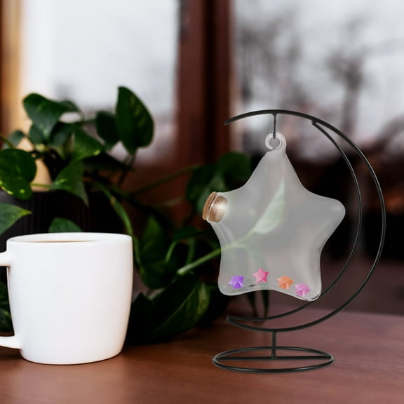 IDEANATEGRATE 1Set Star Wishing Bottle Glass Jars For Storage And Decorative Piece With Iron Material For Family And Friends