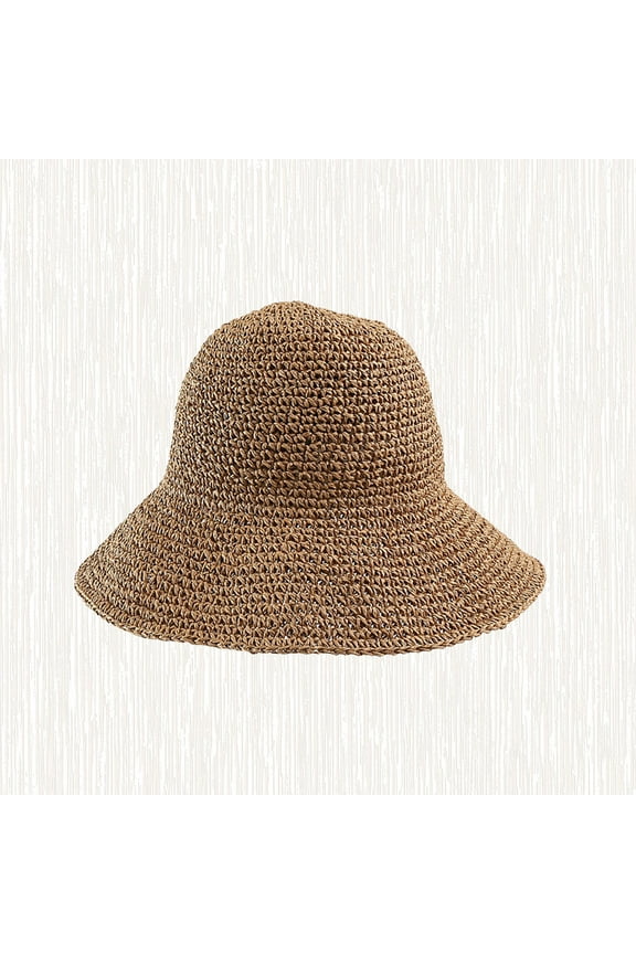 1Set Sunburn Protection Hat Khaki Straw Bamboo Uv Protection 58*20Cm