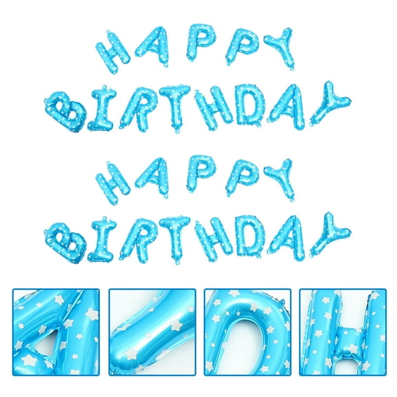 IDEANATEGRATE 2 Sets Party Decorations for Boys Letter Balloon Blue Rectangle for Birthday