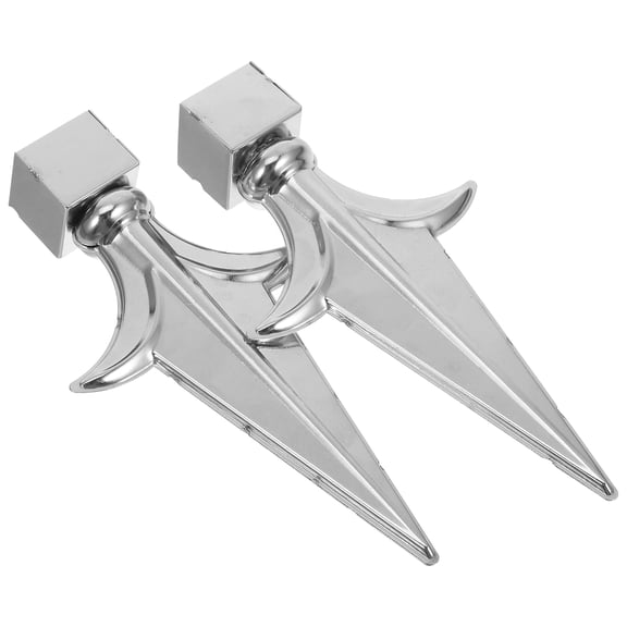 IDEANATEGRATE 2Pack Elegant Design Silver Fence Toppers Trident Metal Finials for Outdoor Space