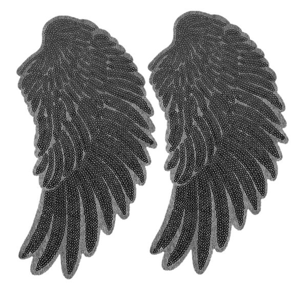 IDEANATEGRATE Vivid Grey Black - Sequin Applique Patches 2 Pieces