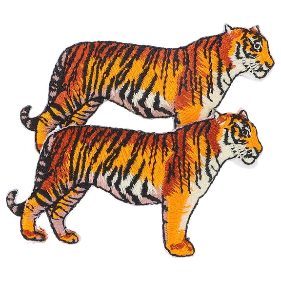 IDEANATEGRATE 2Pcs Animal Sewing Patches Tiger Shape Rayon for Bags and Hats