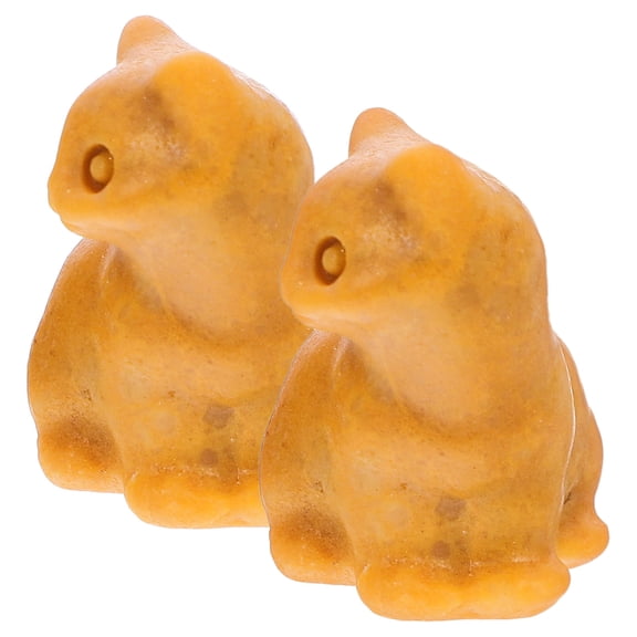 IDEANATEGRATE 2Pcs Cat Statue Decor White Crystal Sculptures for Christmas and Birthday 3.00X2.30X2.30cm