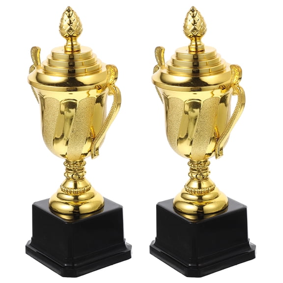 IDEANATEGRATE 2Pcs Competition Plastic Gold Trophies Delicate Design for Teens Children and Adults