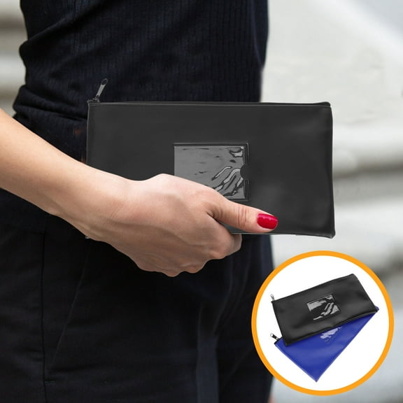 IDEANATEGRATE 2Pcs Elegant Appearance Cash Bag With Lock for Bank Deposit and Daily Use 11.40X6.29X0.51In