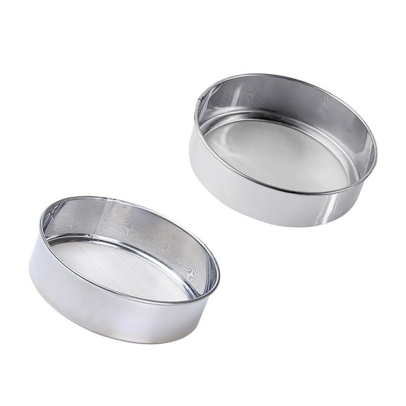 IDEANATEGRATE 2Pcs Flour Sifters for Baking Powder Sifting Strainer 40 Mesh Stainless Steel Silver