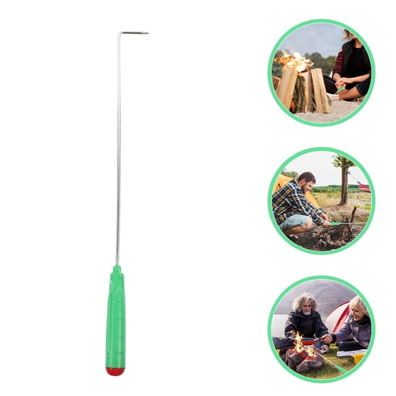 IDEANATEGRATE Long Handle Fireplace Poker Silver Iron 2pcs for Picnic