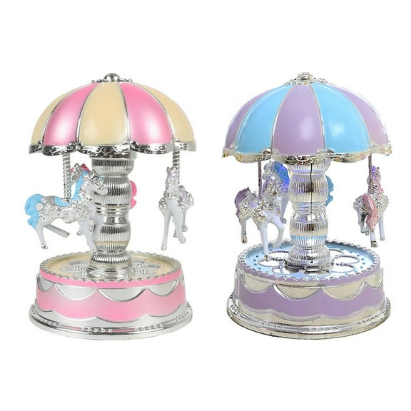 IDEANATEGRATE 2Pcs Musical Carousel for Girls Carousel Music Box Plastic Romantic Design for Bedroom Living Room