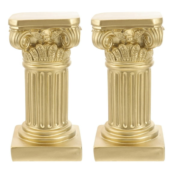 IDEANATEGRATE 2Pcs Resin Flower Columns Stand Golden Resin Home Decoration For Balcony Garden