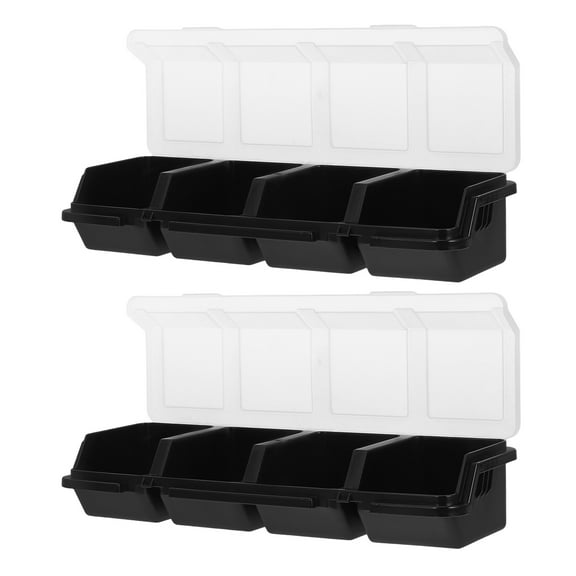 IDEANATEGRATE 2Pcs Screw Storage Bins Black Rectangular Multi Compartment Design for Hardware Organizer Box