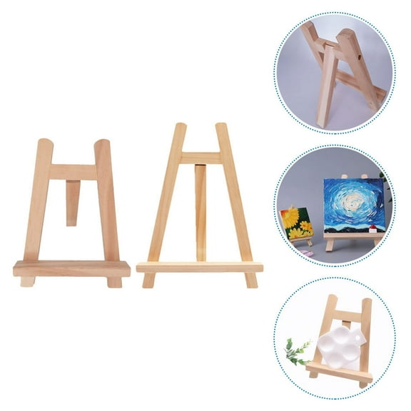 IDEANATEGRATE 2Pcs Small Painting Easel for Students Wood Triangular Display Stand 11x7.9x0.8in
