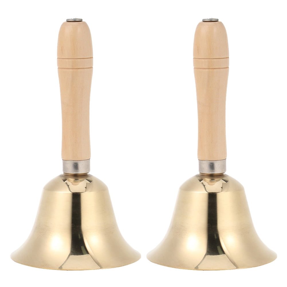 Square Hand Bell IDEANATEGRATE 2Set Hand Bells with Wood Handle for Business Owners in ...