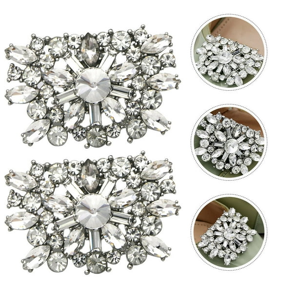 IDEANATEGRATE 2Set Removable Rhinestones Shoe Buckles as Elegant Decor for Shoes