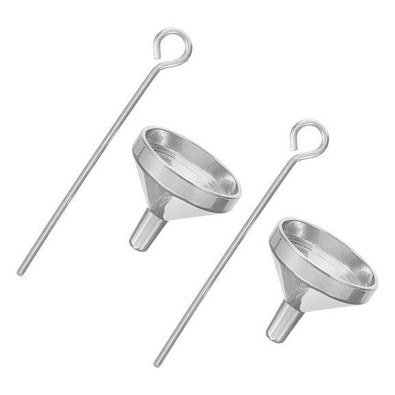 IDEANATEGRATE 2Set Tiny Metal Funnels for Filling Bottles Silver Conical Shape Perfume Refill Tool