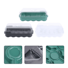 IDEANATEGRATE 3 Sets Plastic Rectangular Plant Germination Boxes for Gardeners Seedling Growth 9.82X7.07X1.77in