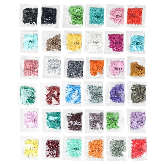 IDEANATEGRATE 36 Packs Resin Loose Diamond Beads Multi-Color Dmc447 Square for Diy Drill Painting Supplies