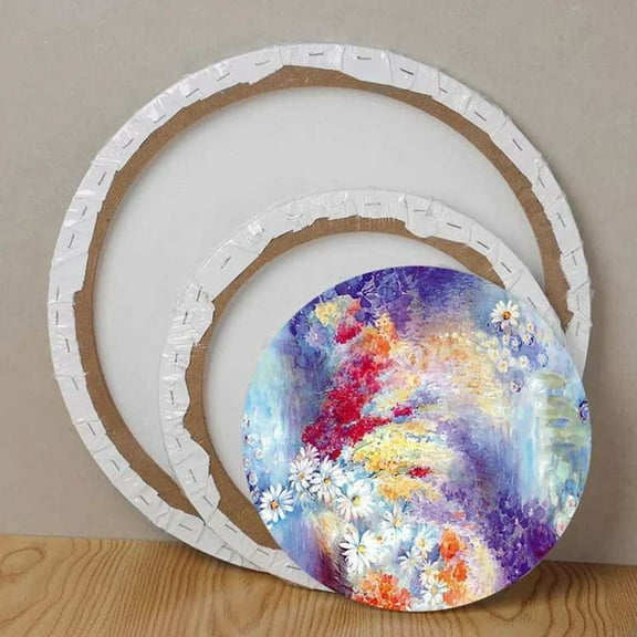 IDEANATEGRATE 3Pcs Circle Canvas for Painting White Color Blank Canvas Panels 19.50X19.50X1.60Cm