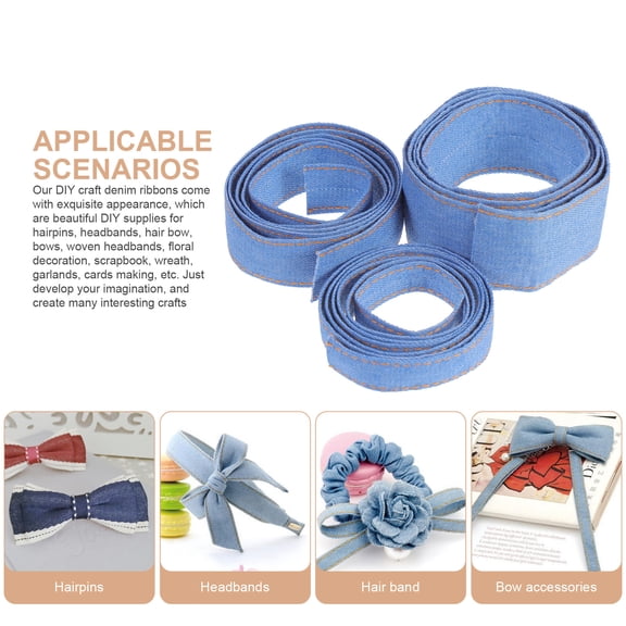 IDEANATEGRATE 3Pcs Denim Fabric Band for Craft Enthusiasts and DIY Projects