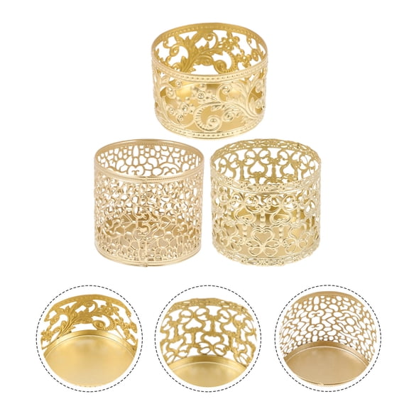 IDEANATEGRATE 3Pcs Gold Candlestick Holders Iron Tabletop Decoration For Dining Room Wedding