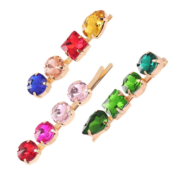 IDEANATEGRATE 3Pcs Hair Pin Clips Zinc Alloy Assorted Color For Girls Party Appointment