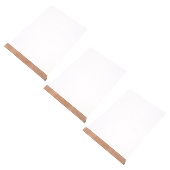 IDEANATEGRATE 3 Pack L-Shaped Menu Holders, Clear Acrylic Sign Display Stands with Wood Base for Restaurants, Tables, Cafe, Retail
