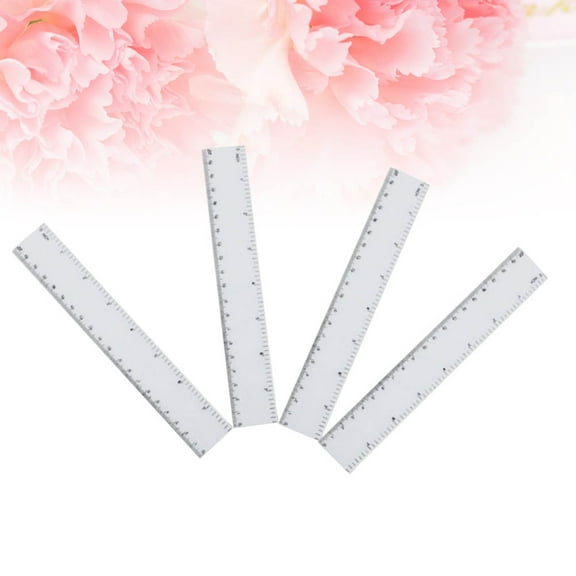 IDEANATEGRATE 4Pcs 8 Inches Plastic Ruler Measuring Tool Straight Edge for Mathematical Geometry White