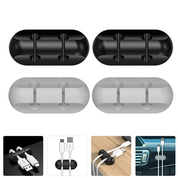IDEANATEGRATE 4Pcs Cable Organizer Storage Silicone Mini Desk Cable Holder For Tech Users