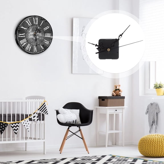 IDEANATEGRATE 4Pcs Clock Parts Black Quartz Movements for Office Use