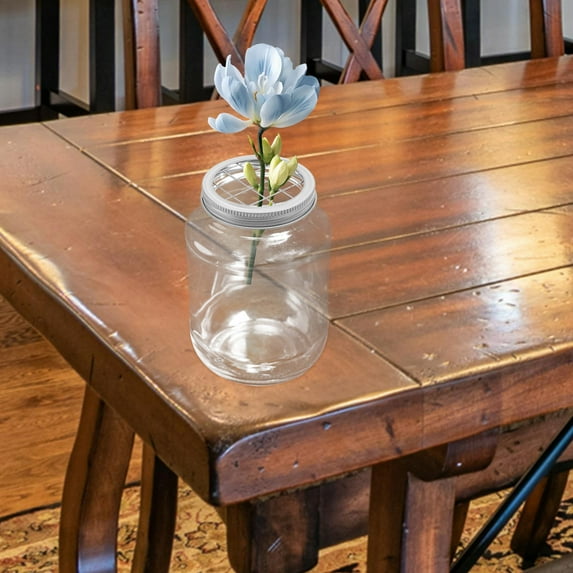 IDEANATEGRATE 4Pcs Jar Flower Frog Holder Lids Silver Stainless Steel for Home Decoration 7.3X7.3X1.6in