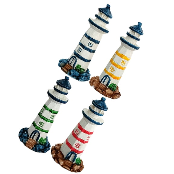 IDEANATEGRATE 4Pcs Mediterranean Lighthouse Decor Resin Lighthouse Shape Home Decor present Item Collectors