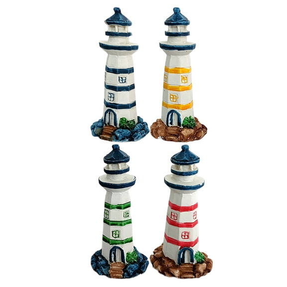 IDEANATEGRATE 4Pcs Miniature Lighthouse Decoration Resin Lighthouse Shape Nautical Room Decor Homeowners