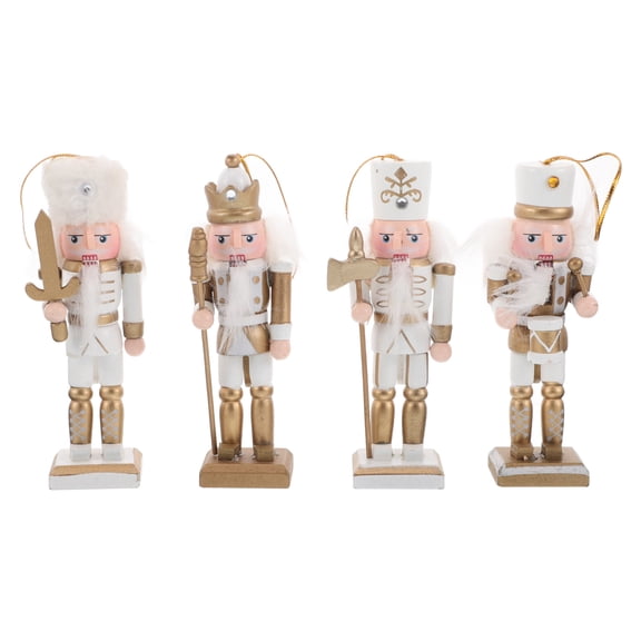 IDEANATEGRATE 4Pcs Nutcracker Soldier Pendants Wooden Christmas Theme For Indoor Space Decoration And Party