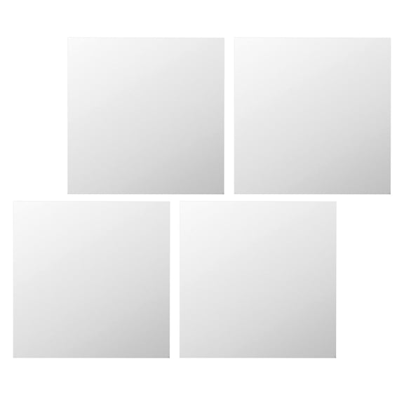 IDEANATEGRATE 4Pcs Small Wall Mirror Self Adhesive Mirror Acrylic Silver for Dormitory