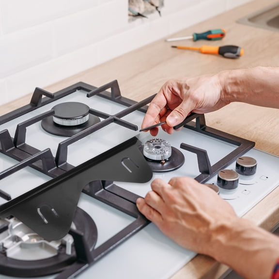 IDEANATEGRATE 4Pcs Stove Gap Guard Stove Strips Black Stainless Steel for Kitchen Use Homeowners