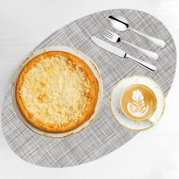 IDEANATEGRATE 4Pcs Table Mats Grey Oval PVC Anti-slip Stain-resistant Insulated Washable Heat Protection for Household Users