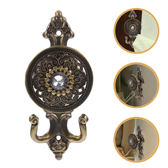 IDEANATEGRATE 4Pcs Wall Mount Hooks Decorative Wall Hook Golden Alloy For Homeowners Interior