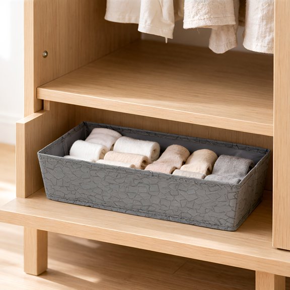 IDEANATEGRATE 4-Piece Underwear Drawer Organizer Box Set, Rectangular Fabric Closet Storage Bins for Bras, Socks, Ties and Scarves