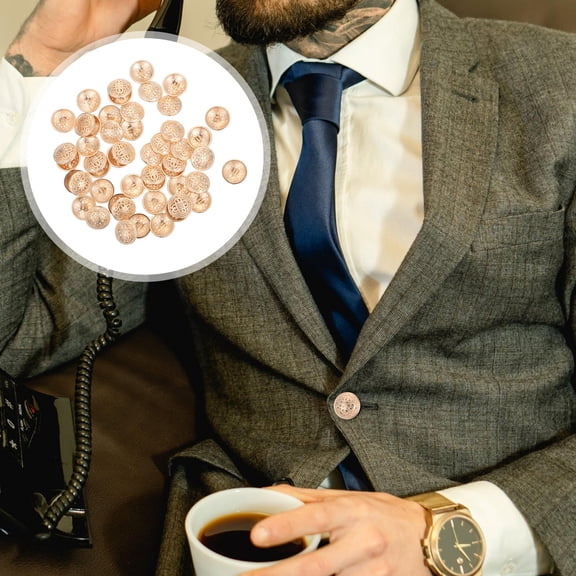 IDEANATEGRATE 50Pcs Clothing Buttons Golden Hollow Round Alloy Metal For Business Suits