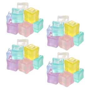 IDEANATEGRATE 50Pcs Resin and Silicone Fake Ice Cubes Luminous and Reusable for Parties and Home Decoration