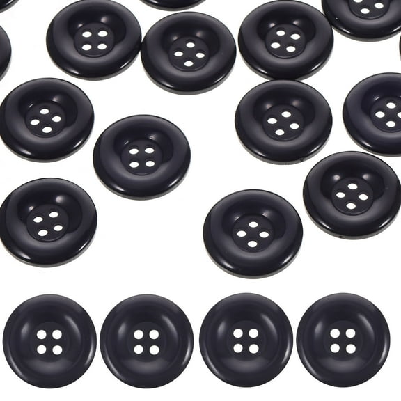 IDEANATEGRATE 50Pcs Round Navy Blue Resin Buttons for Coats and Suits Tailoring and Diy Crafts