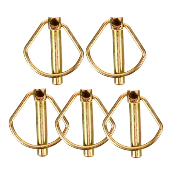IDEANATEGRATE 5Pcs Golden Linch Pin with L-Shaped Design for Mechanical Applications Trailer Lock .13X2.12X0.51in