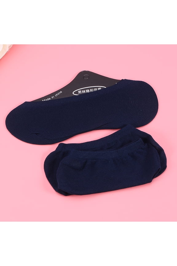 5Pcs Men Invisible Socks Navy Cotton Low Cut Breathable Anti Slip for Outdoor Use