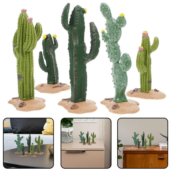 IDEANATEGRATE 5Pcs Mini Cactus Figurines Realistic Shape Plastic for Home Decoration and Diy Projects