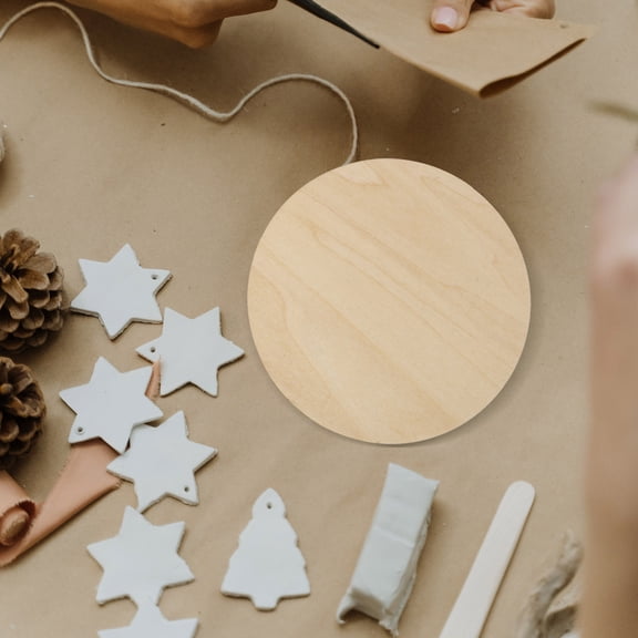 IDEANATEGRATE 5Pcs Round Wood Pieces for Office Decoration Blank Design 6in Diameter