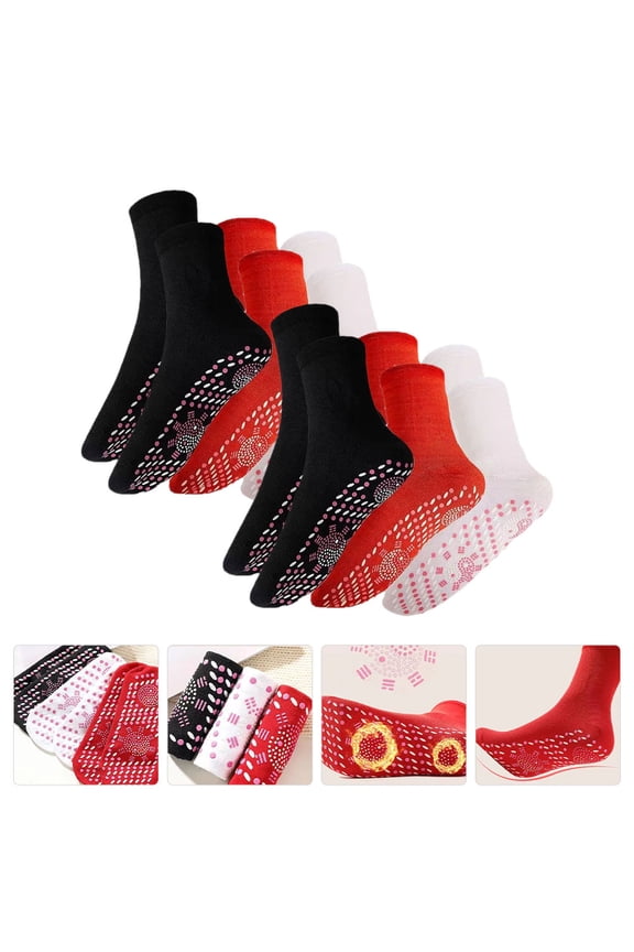 6Pairs Per Set Comfortable Warm Socks for Men and Women Winter Cotton Red