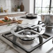 IDEANATEGRATE 6Pcs Gas Burner Ring Reducer Plated Silver Iron Hob Ring with Heat Resistant Design