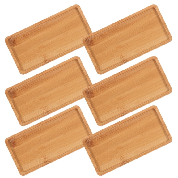IDEANATEGRATE 6Pcs Wooden Serving Boards Khaki Wood Tray for Kitchen Counter Durable Multipurpose Serving Platter