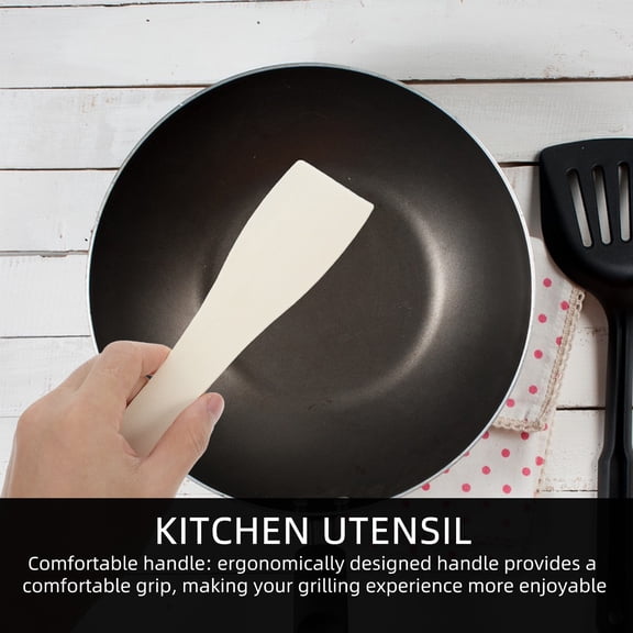 IDEANATEGRATE 6Pcs Spatula Wooden Utensils for Cooking Flat Design Ergonomic Khaki 11.8X2.0X0.1in